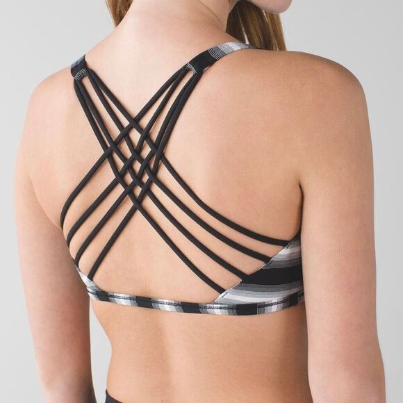 LULULEMON Free To Be Wild Sports Bra Capilano Stripe Black White 4 - Picture 8 of 9